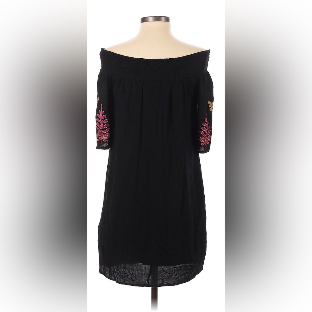 DizzyLizzy Off The Shoulder Embroidered 3/4 Sleeve Dress - Black Size XS